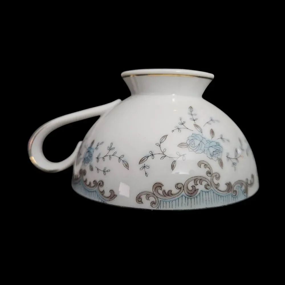 Set of 4 Imperial China Seville W Dalton Japan Cream Soup Cups Blue Roses